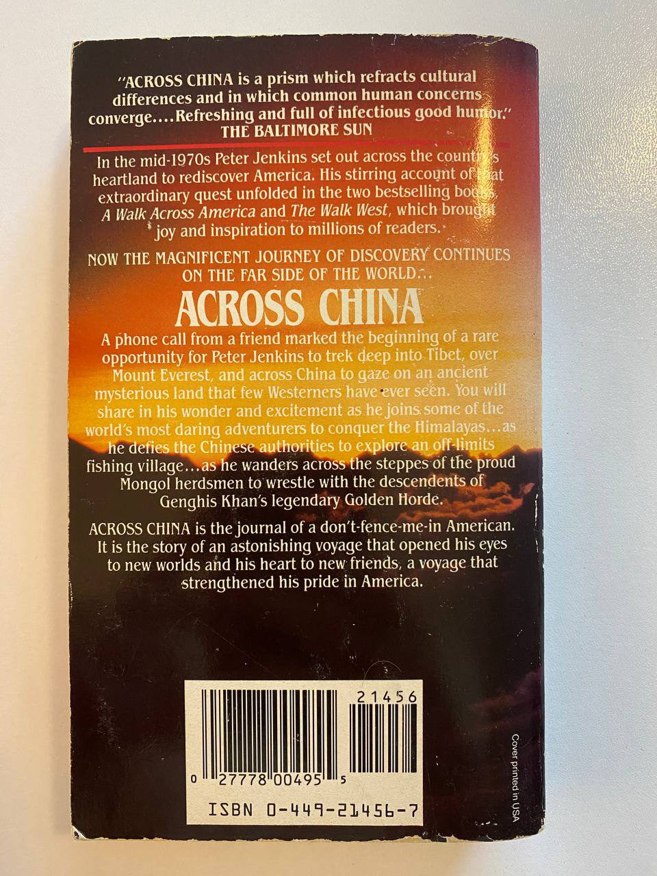 Back cover of Drew's copy of Across China