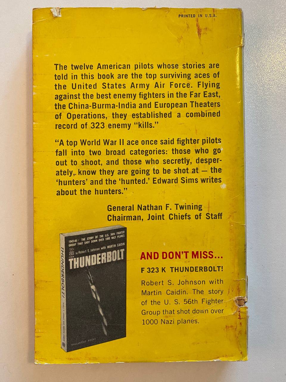 Back cover of Drew's copy of American Aces in Great Fighter Battles of World War II