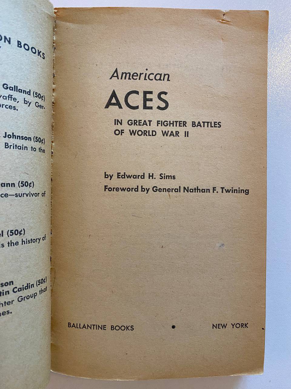 Title page of Drew's copy of American Aces in Great Fighter Battles of World War II