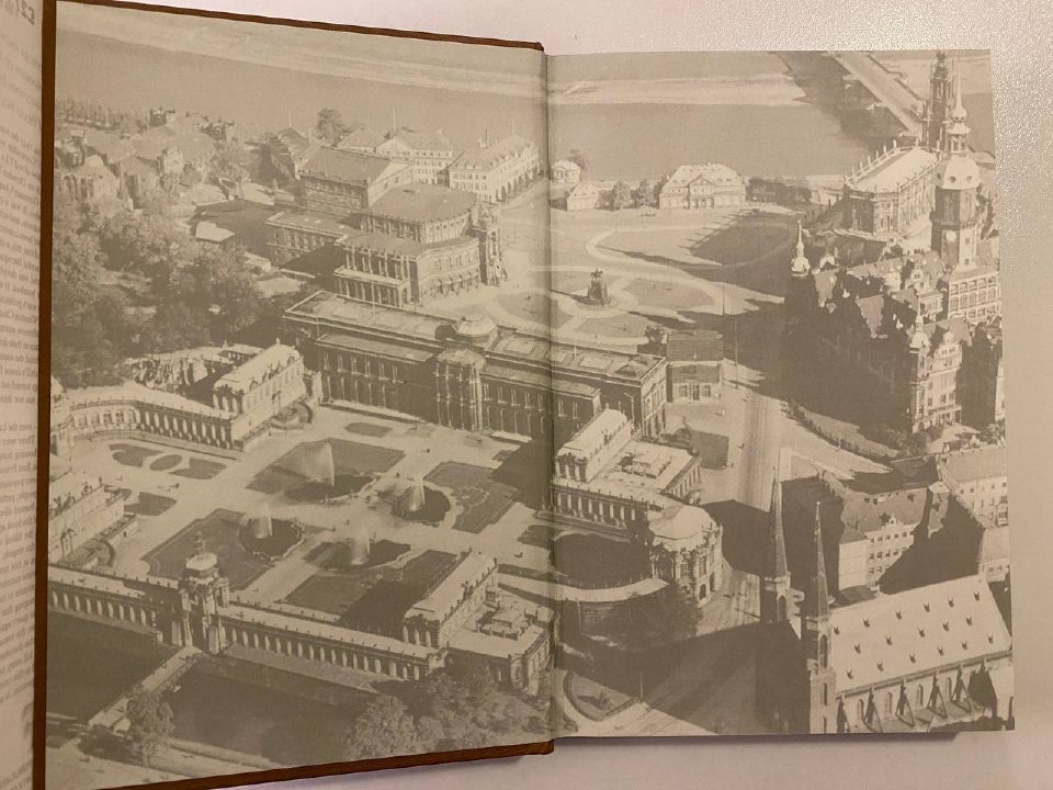 Illustrated title spread of Drew's copy of Apocalypse 1945: The Destruction of Dresden