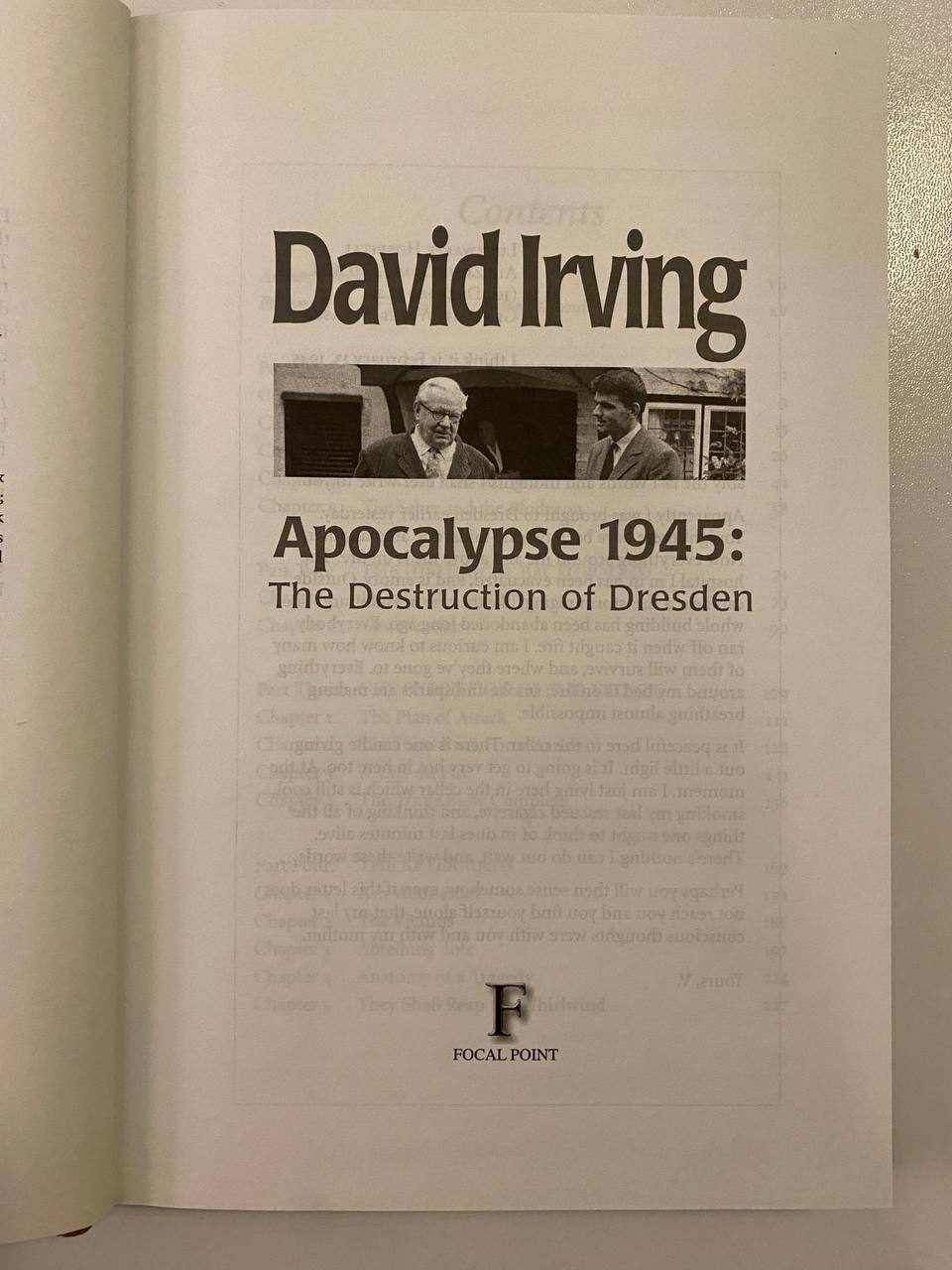Title page of Drew's copy of Apocalypse 1945: The Destruction of Dresden