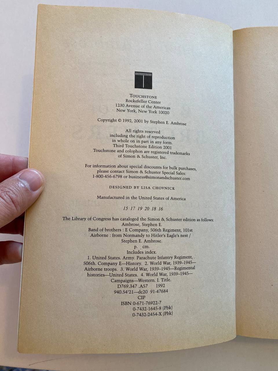 Physical detail of Drew's copy of Band of Brothers