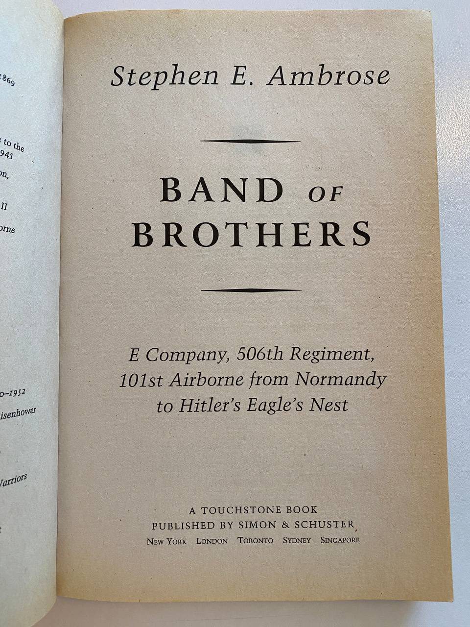 Physical detail of Drew's copy of Band of Brothers