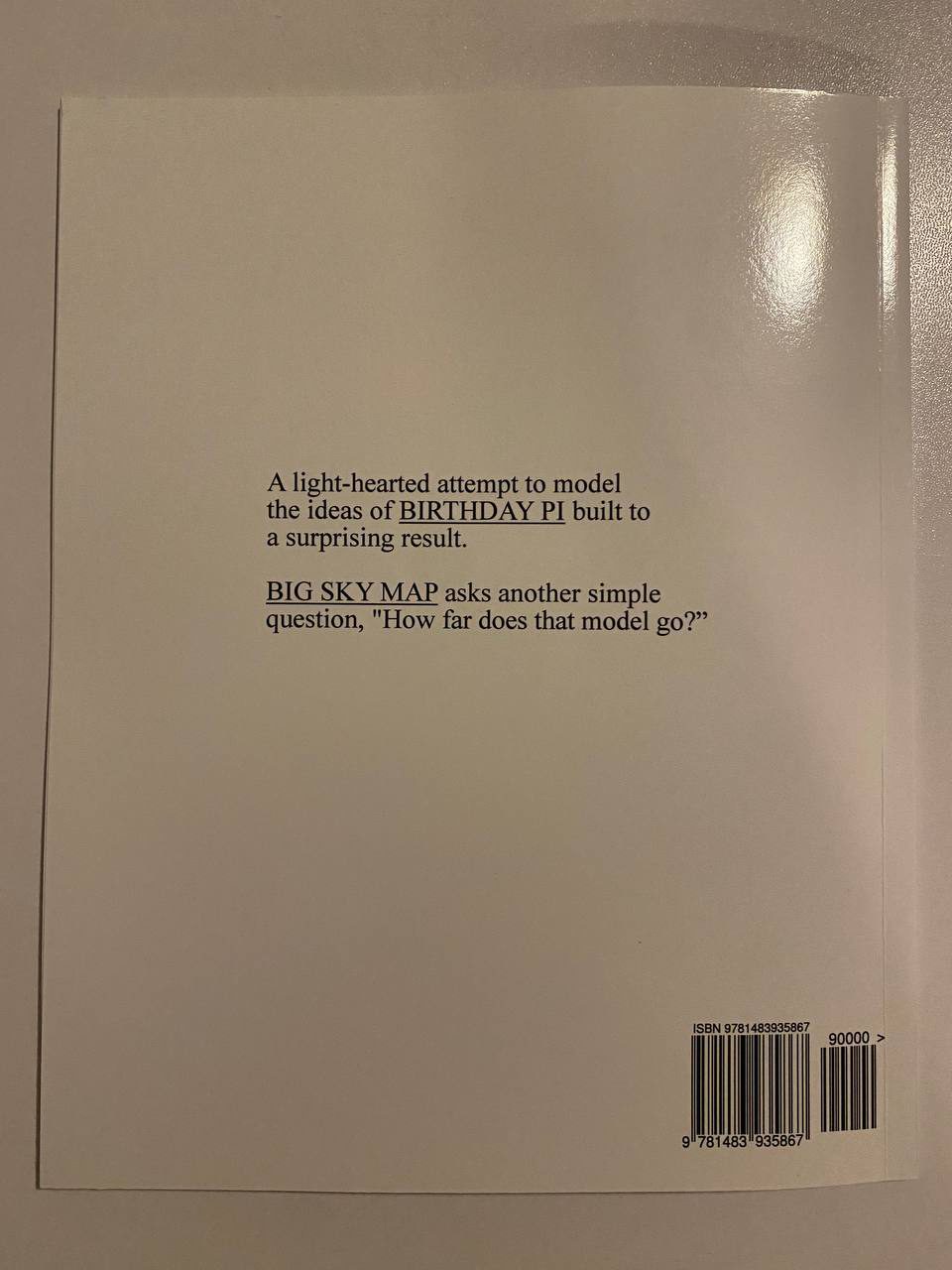 Back cover of Drew's copy of Big Sky Map