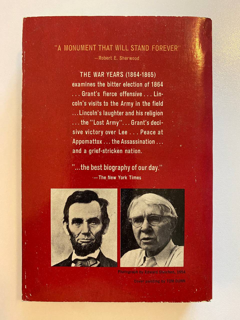 Back cover of Drew's copy of Carl Sandburg's Abraham Lincoln: The Prairie Years and The War Years, Volume 3