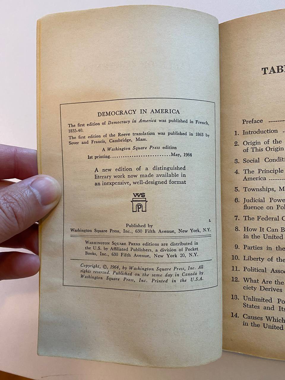 Copyright page of Drew's copy of Democracy in America