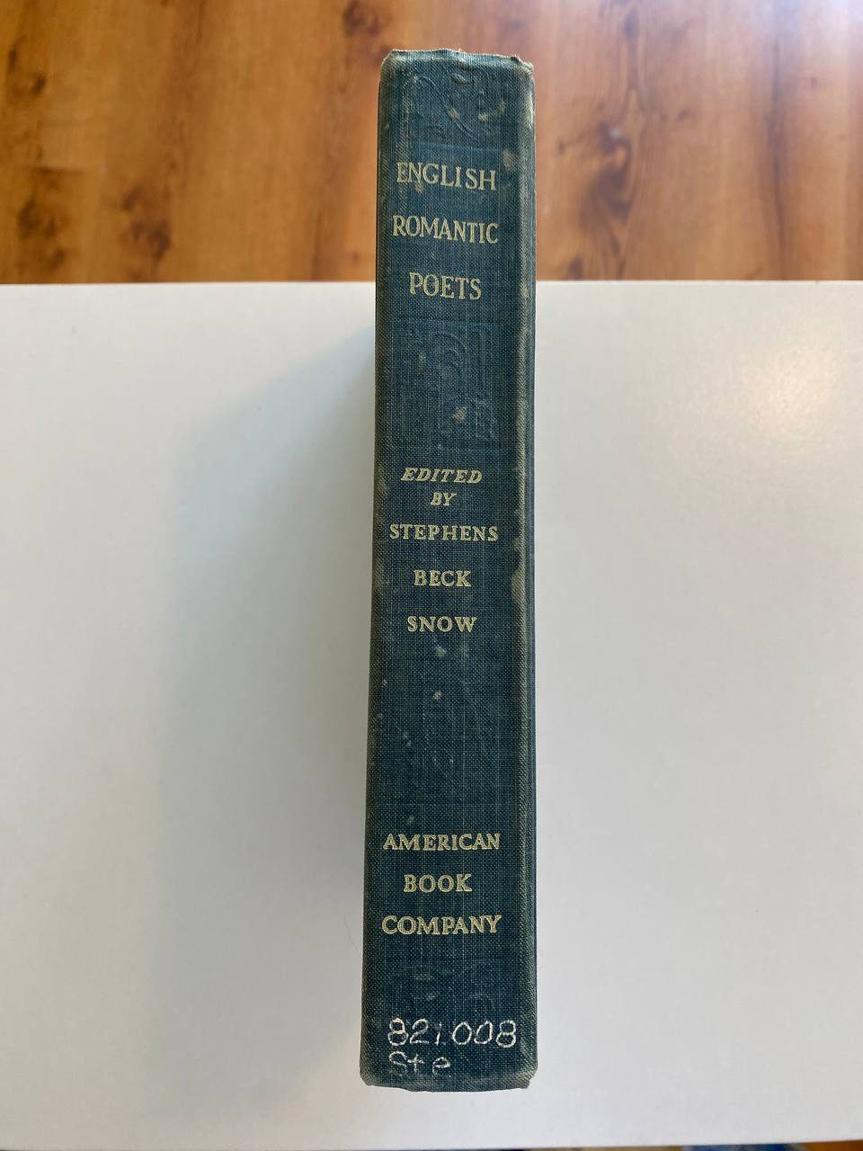 Shelf and spine of Drew's copy of English Romantic Poets