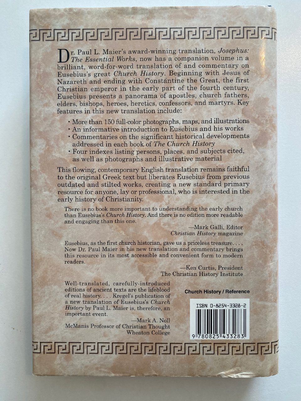 Back cover of Drew's copy of Eusebius: The Church History