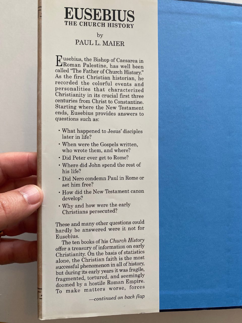 Physical detail of Drew's copy of Eusebius: The Church History