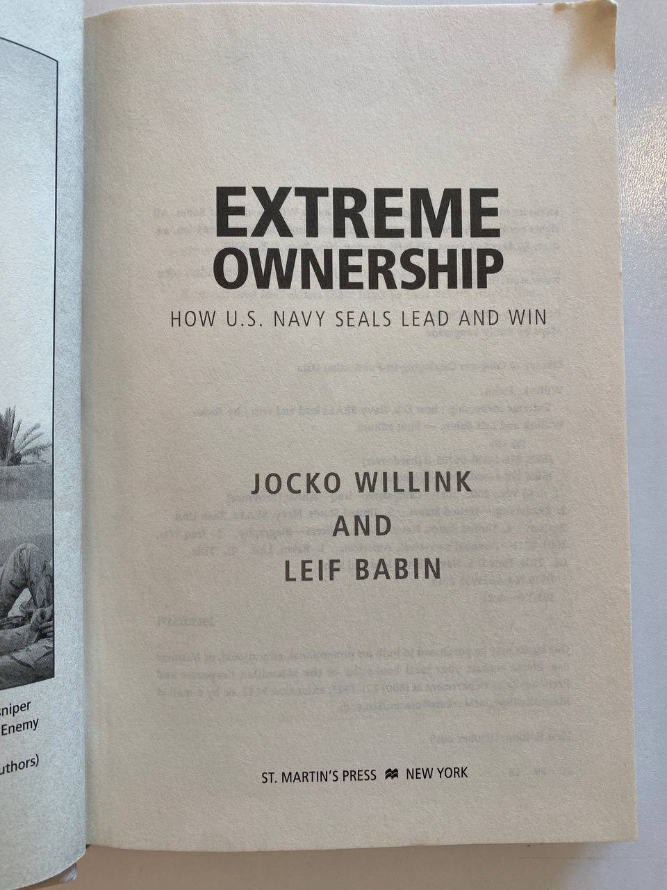 Physical detail of Drew's copy of Extreme Ownership