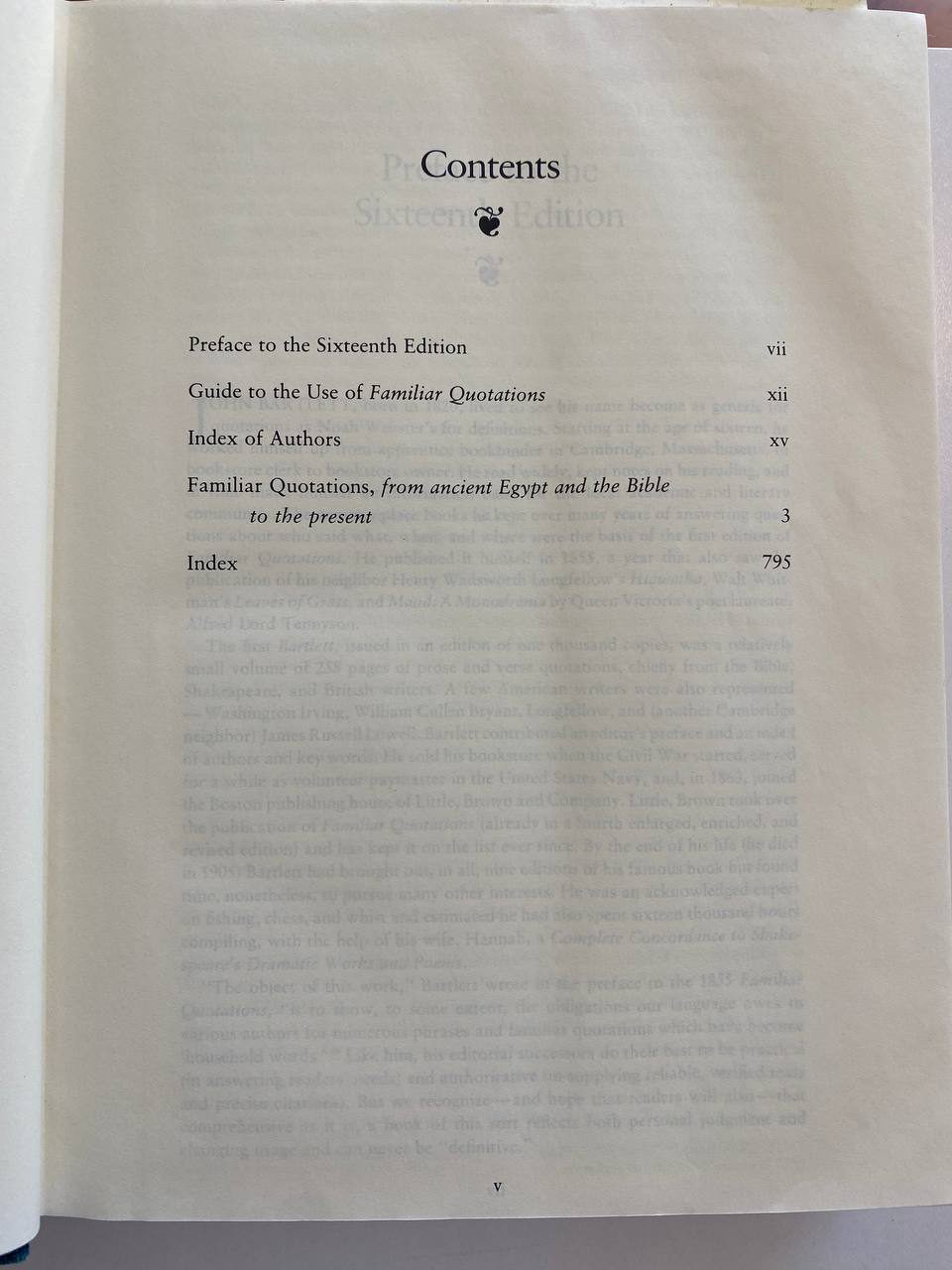 Physical detail of Drew's copy of Familiar Quotations