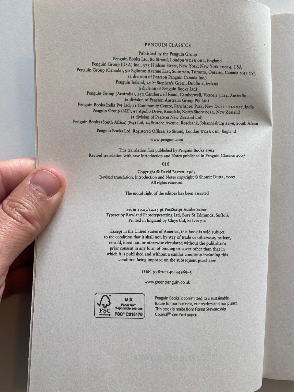 Physical detail of Drew's copy of Frogs and Other Plays