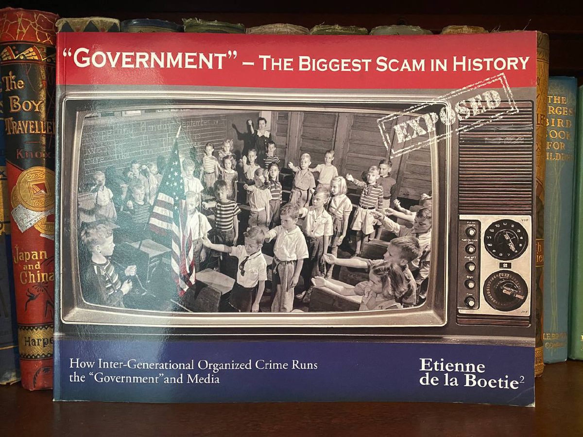 Cover of Drew's copy of “Government” – The Biggest Scam in History