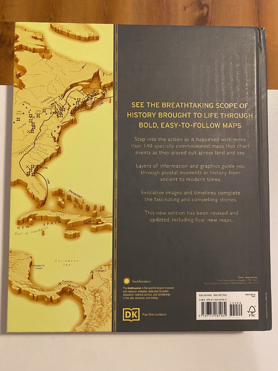 Back cover of Drew's copy of History of the World Map by Map