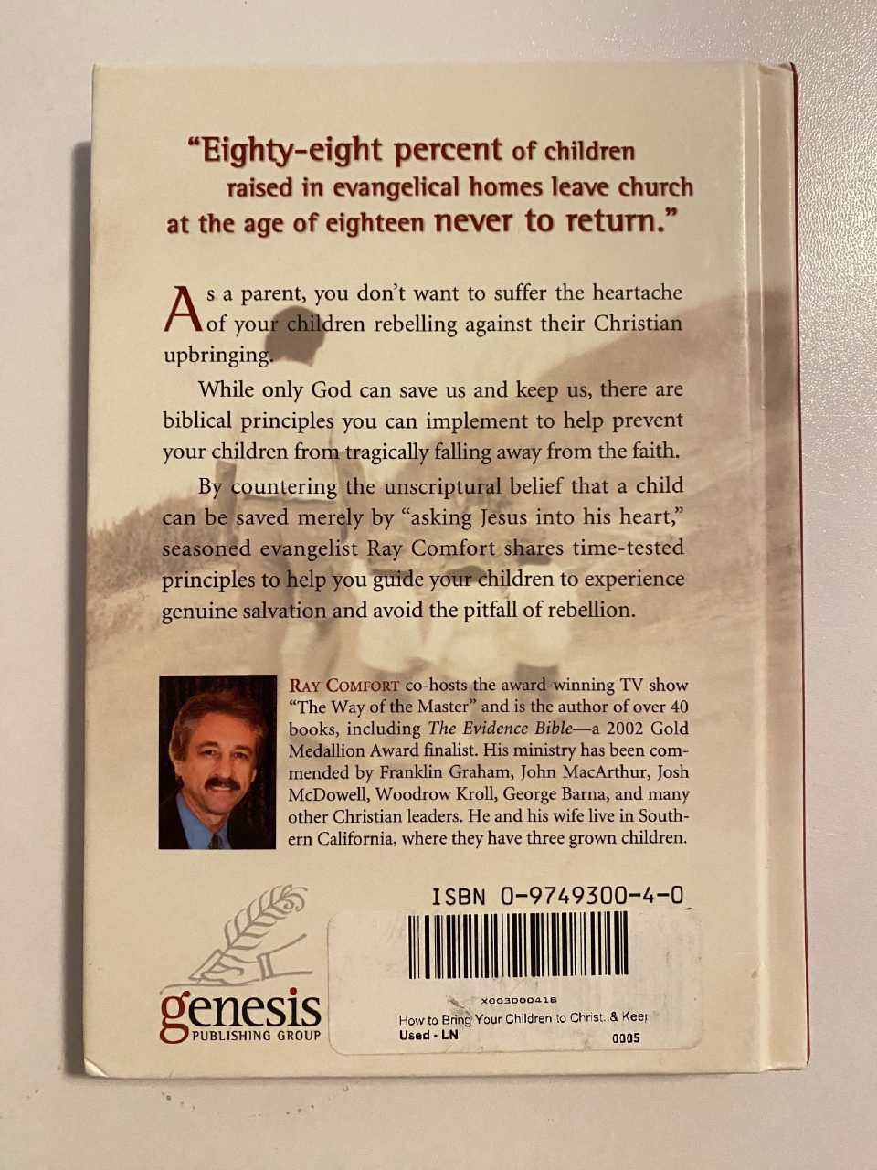 Back cover of Drew's copy of How to Bring Your Children to Christ… & Keep Them There