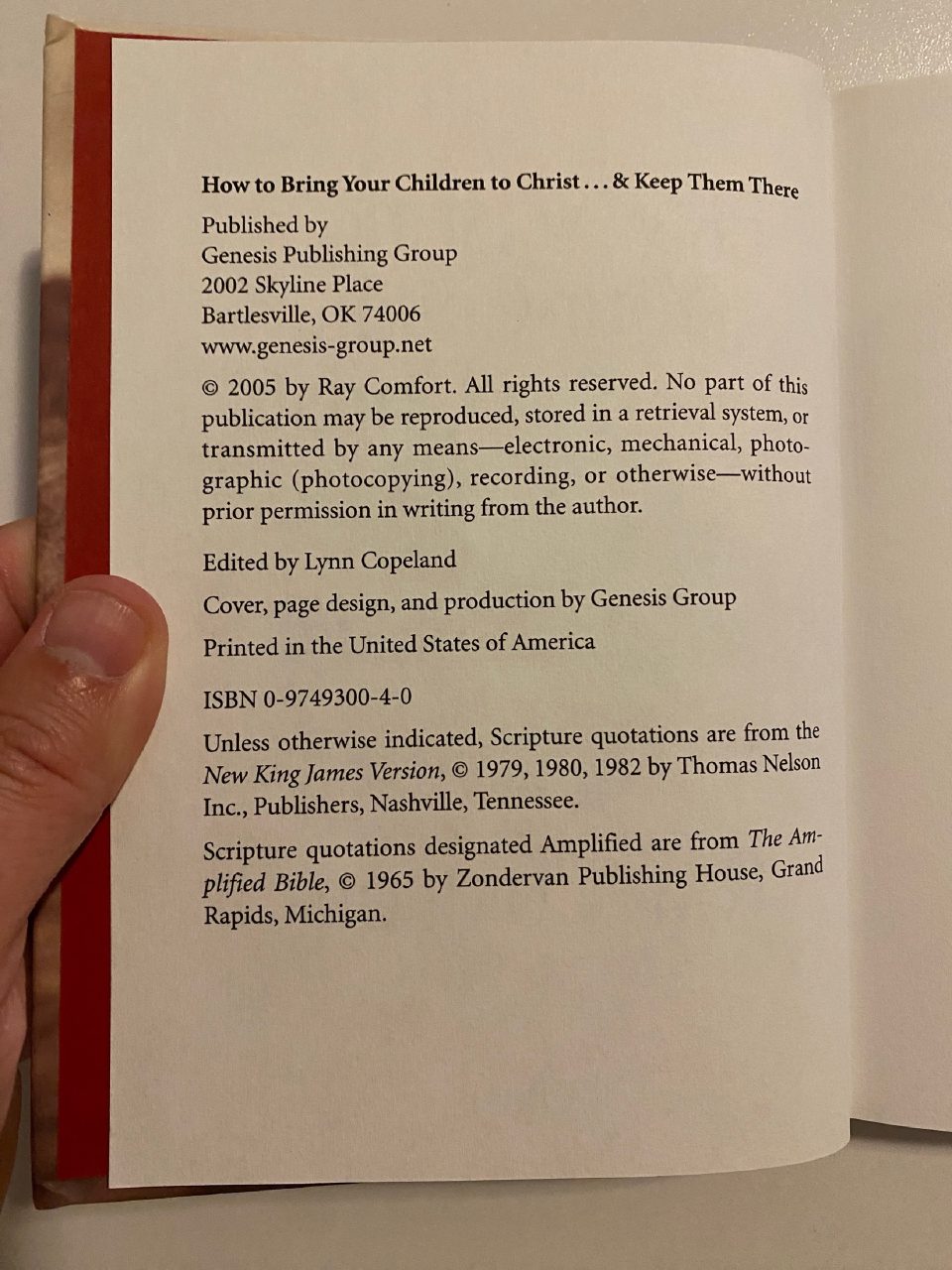 Physical detail of Drew's copy of How to Bring Your Children to Christ… & Keep Them There