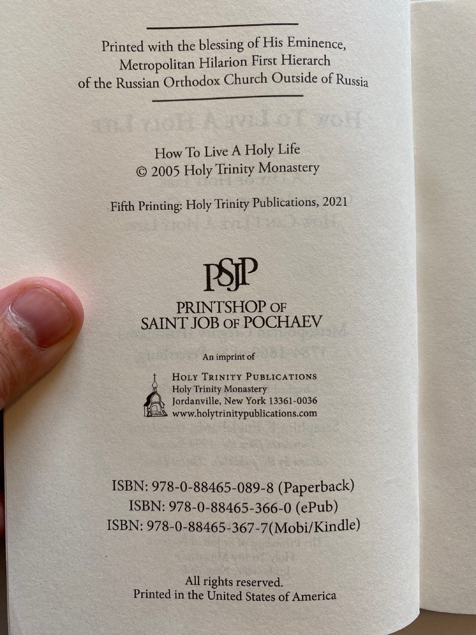 Physical detail of Drew's copy of How to Live a Holy Life