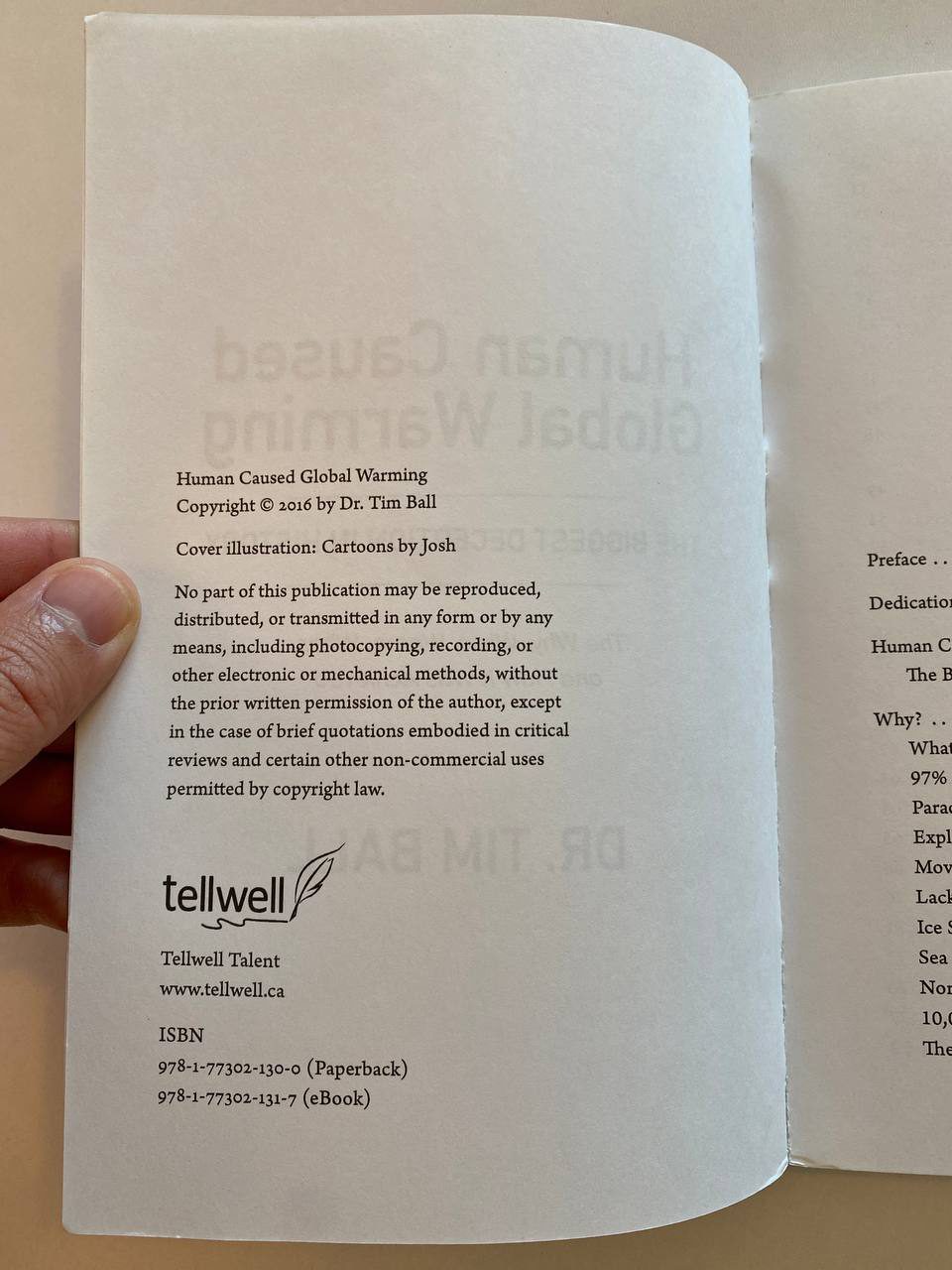 Copyright page of Drew's copy of Human Caused Global Warming