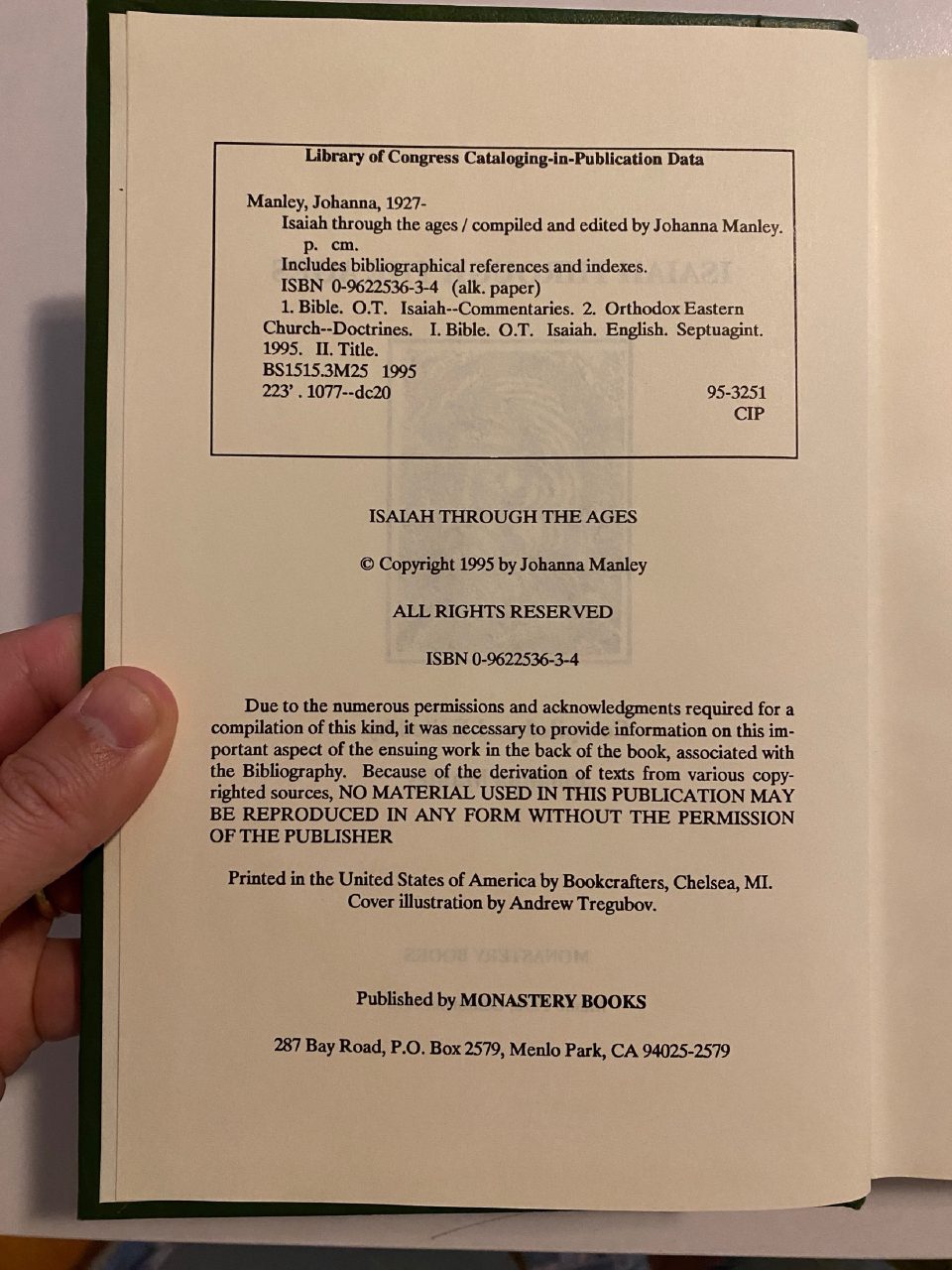 Physical detail of Drew's copy of Isaiah Through the Ages