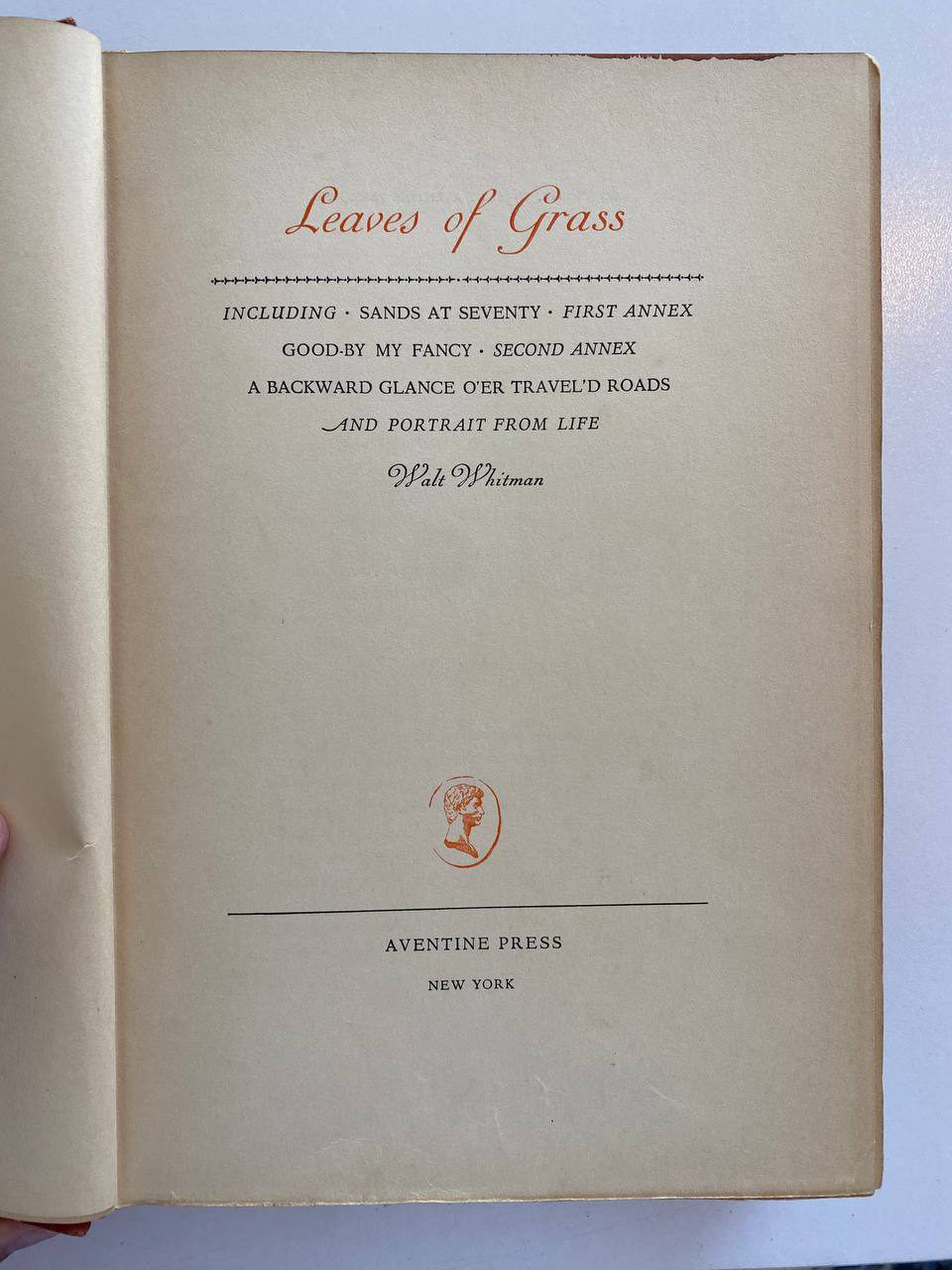Title page of Drew's copy of Leaves of Grass