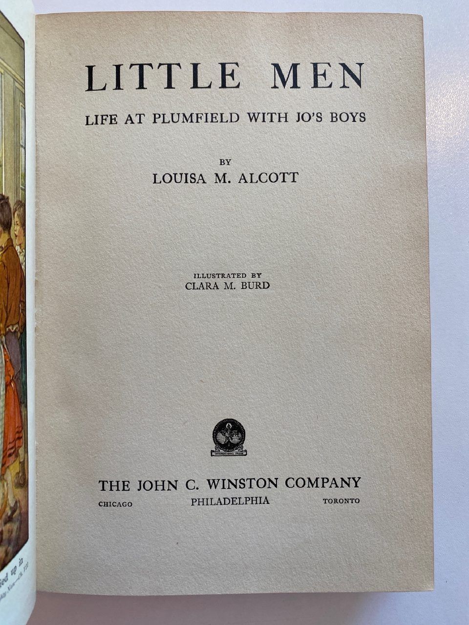 Interior or edition detail of Drew's copy of Little Men