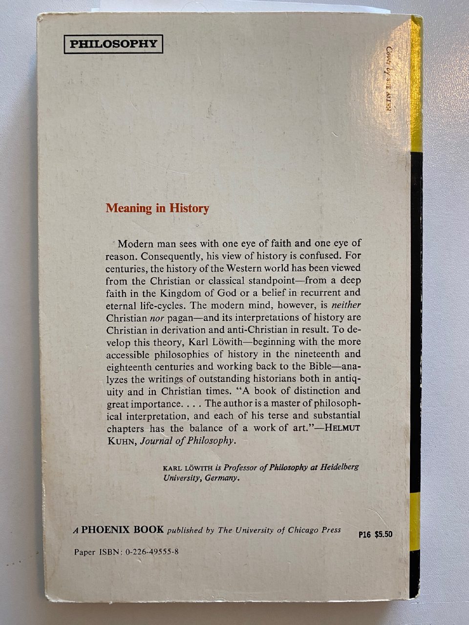 Back cover of Drew's copy of Meaning in History