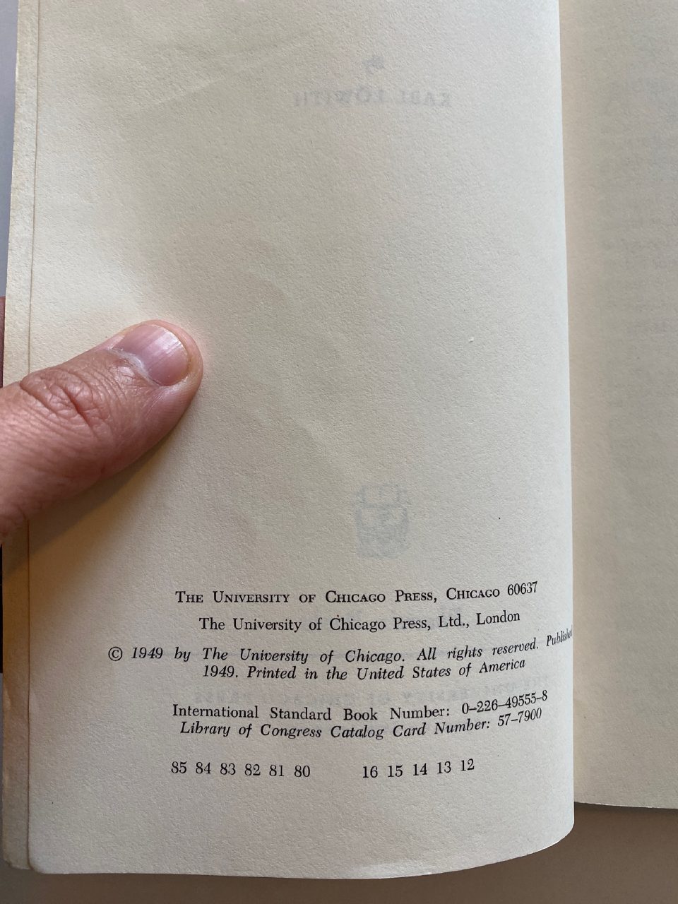 Physical detail of Drew's copy of Meaning in History