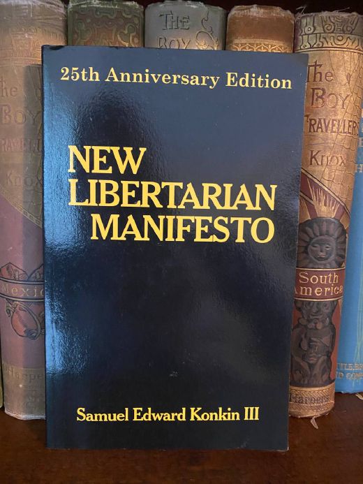 Cover of Drew's copy of New Libertarian Manifesto