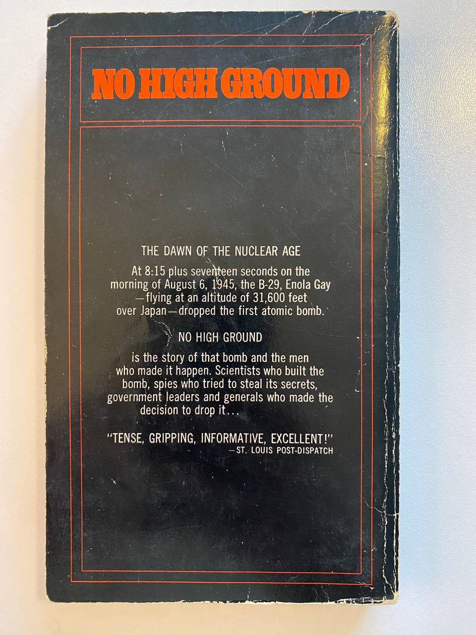 Back cover of Drew's copy of No High Ground