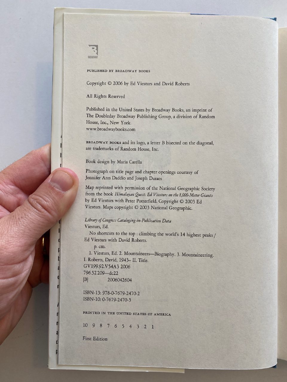 Physical detail of Drew's copy of No Shortcuts to the Top