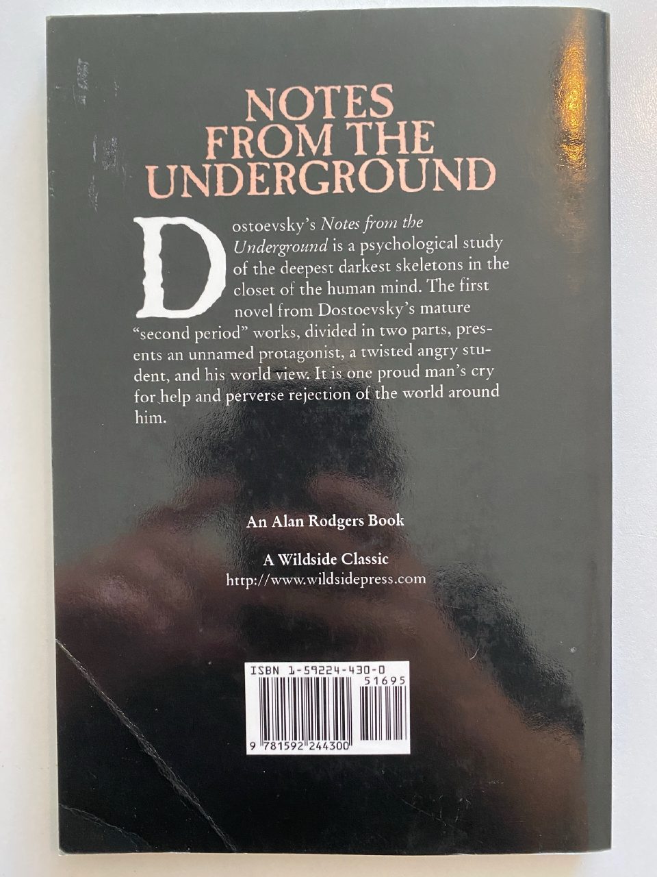 Back cover of Drew's copy of Notes from the Underground