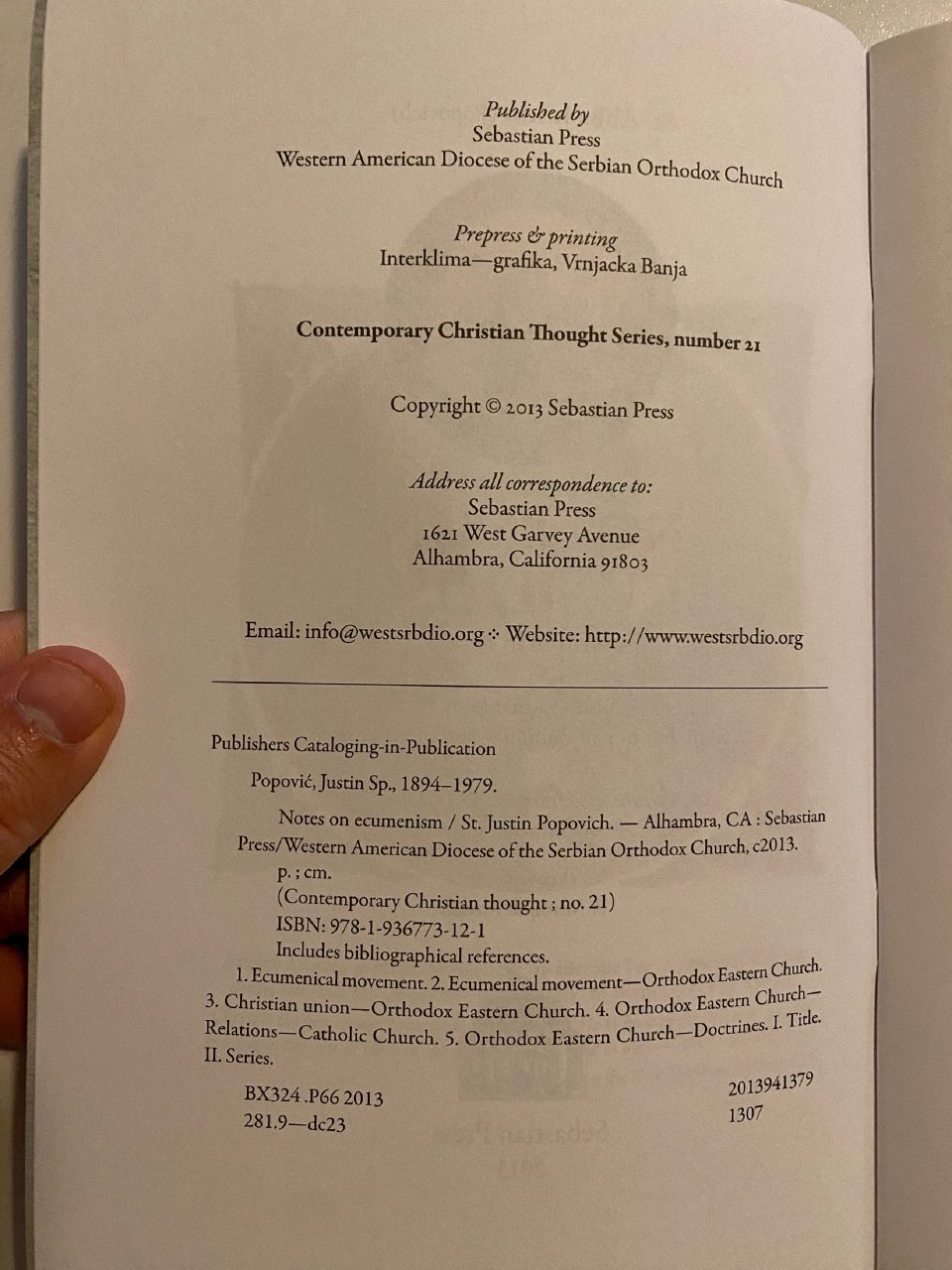 Physical detail of Drew's copy of Notes on Ecumenism