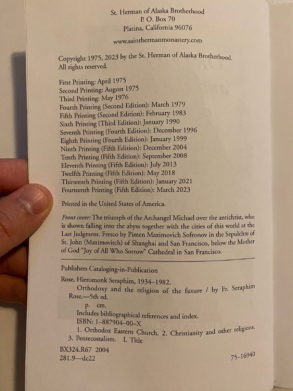 Physical detail of Drew's copy of Orthodoxy and the Religion of the Future