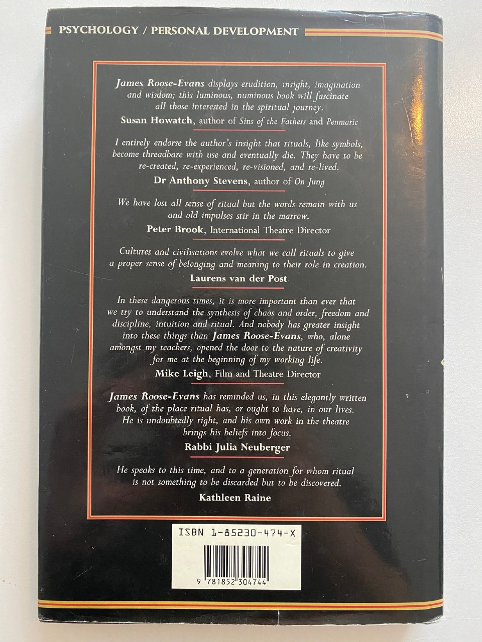Back cover of Drew's copy of Passages of the Soul