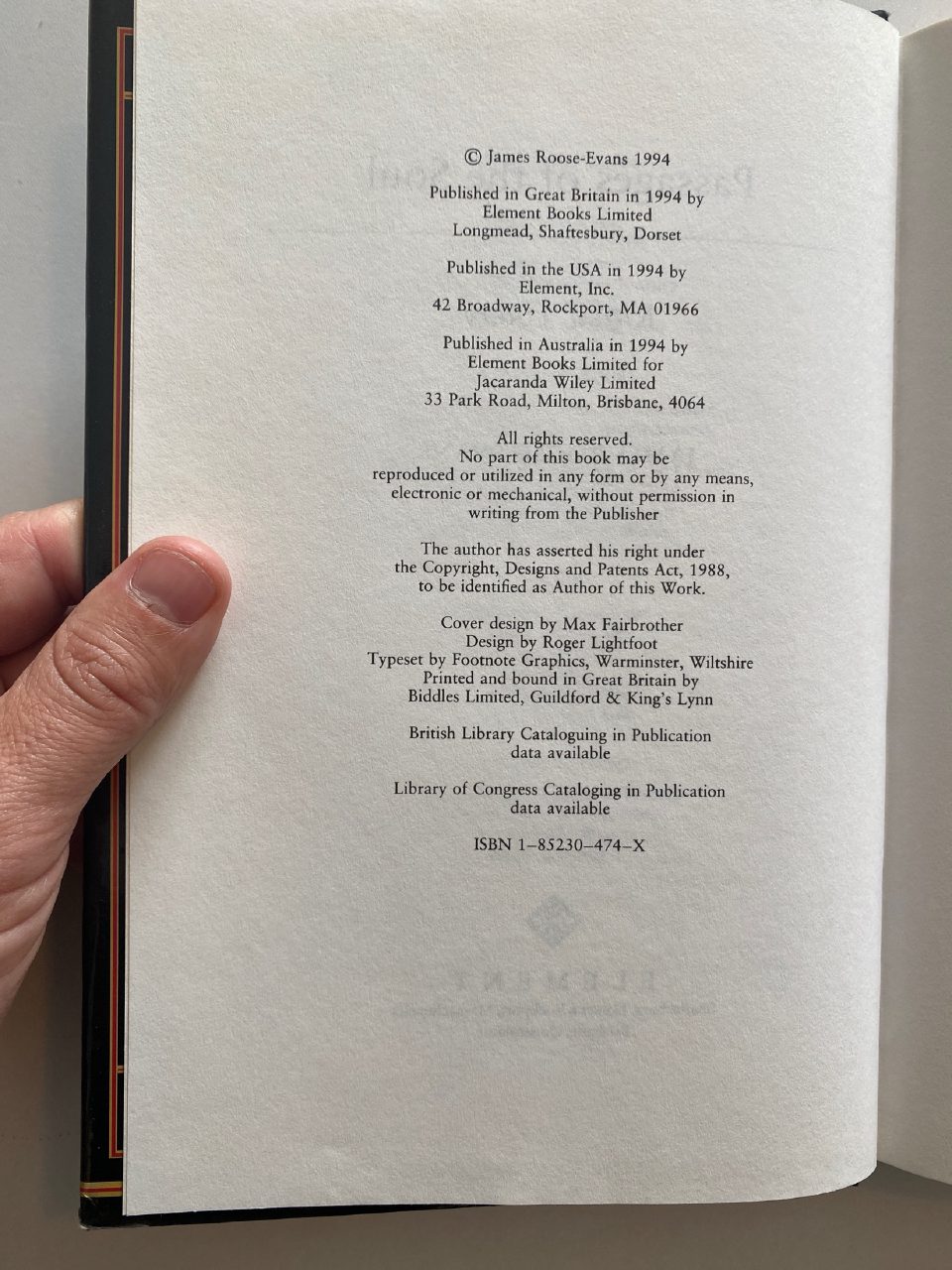 Physical detail of Drew's copy of Passages of the Soul