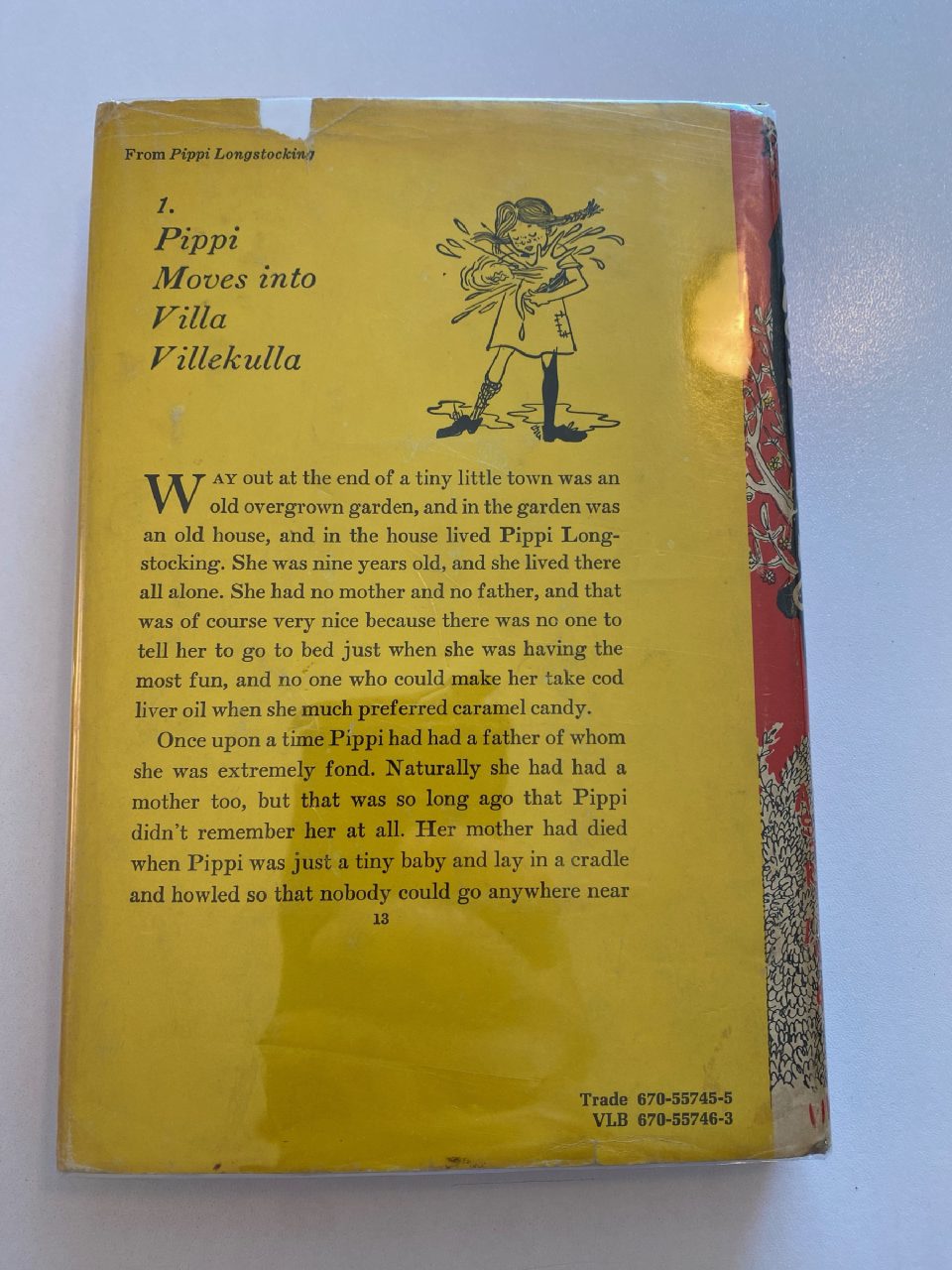 Back cover of Drew's copy of Pippi Longstocking