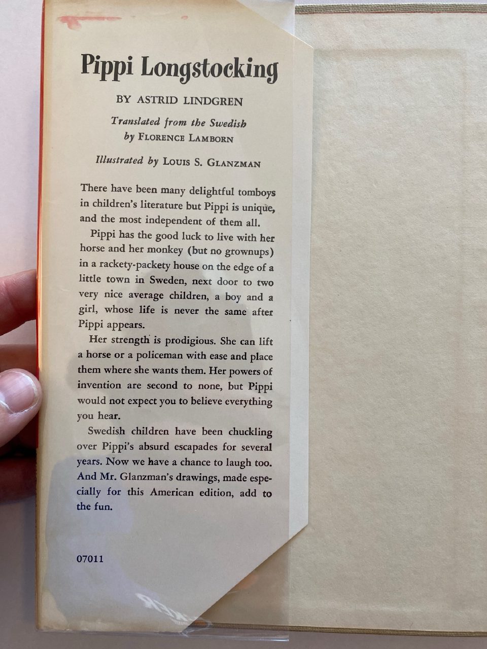Interior or edition detail of Drew's copy of Pippi Longstocking