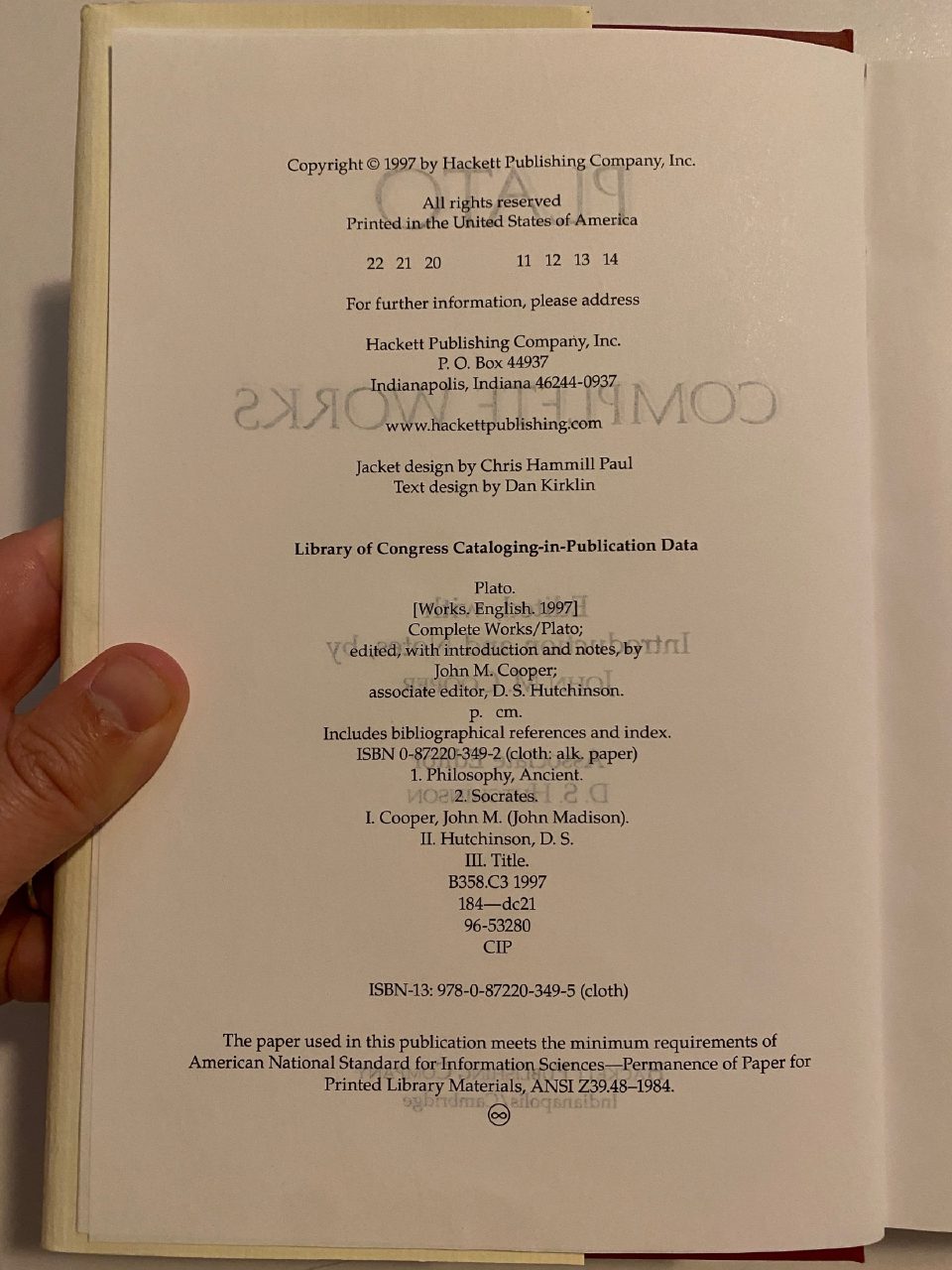 Physical detail of Drew's copy of Plato Complete Works