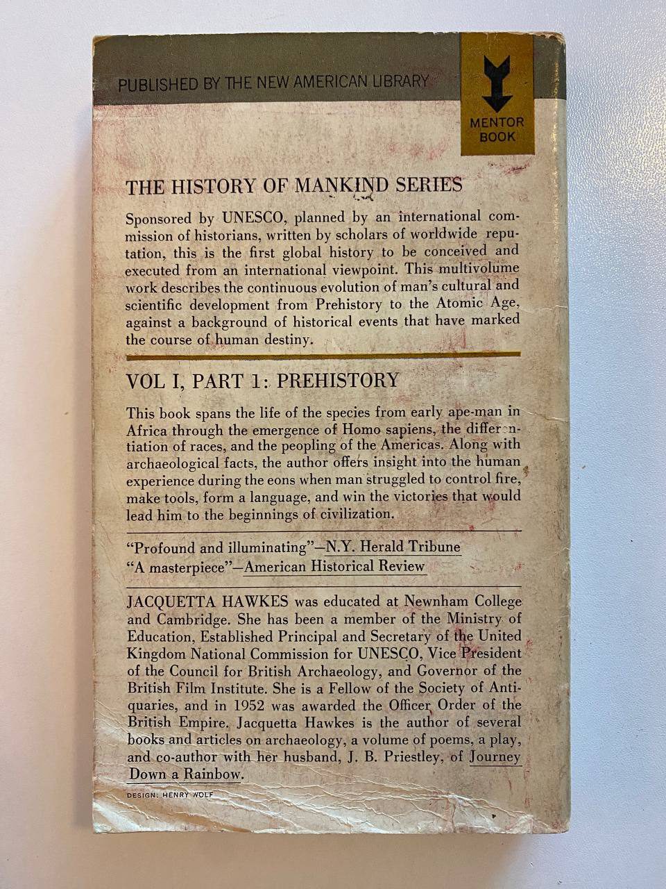Back cover of Drew's copy of Prehistory