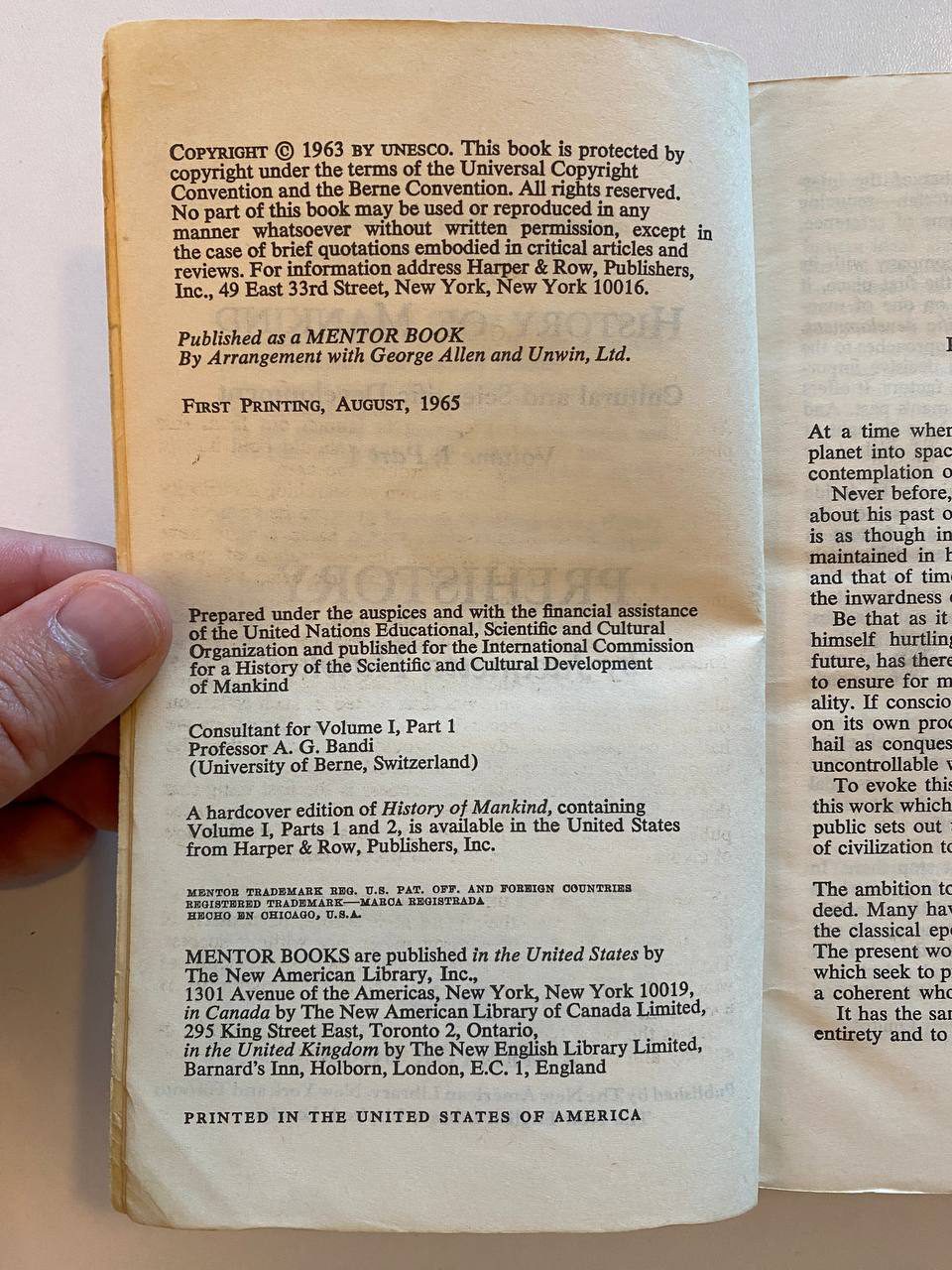 Copyright page of Drew's copy of Prehistory