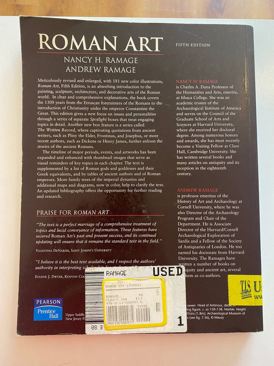 Back cover of Drew's copy of Roman Art