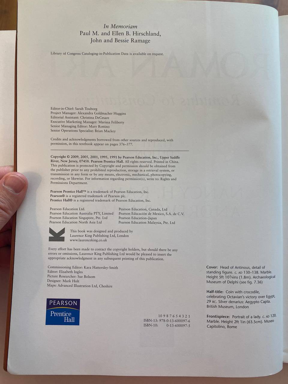 Copyright page of Drew's copy of Roman Art