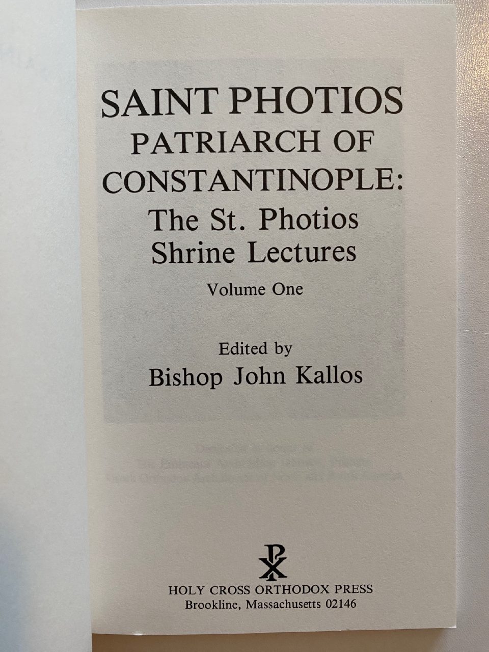 Physical detail of Drew's copy of Saint Photios, Patriarch of Constantinople