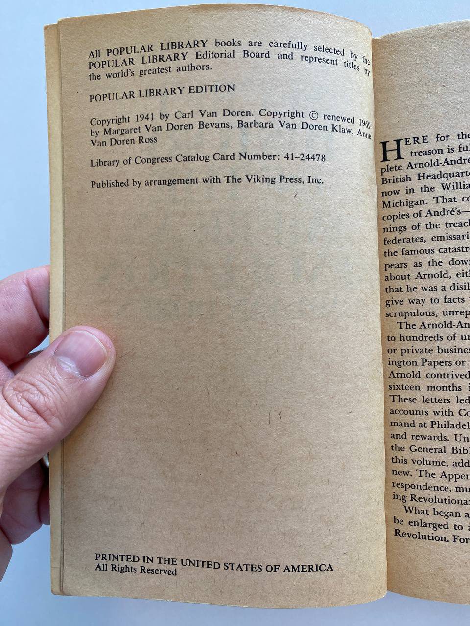 Copyright page of Drew's copy of Secret History of the American Revolution