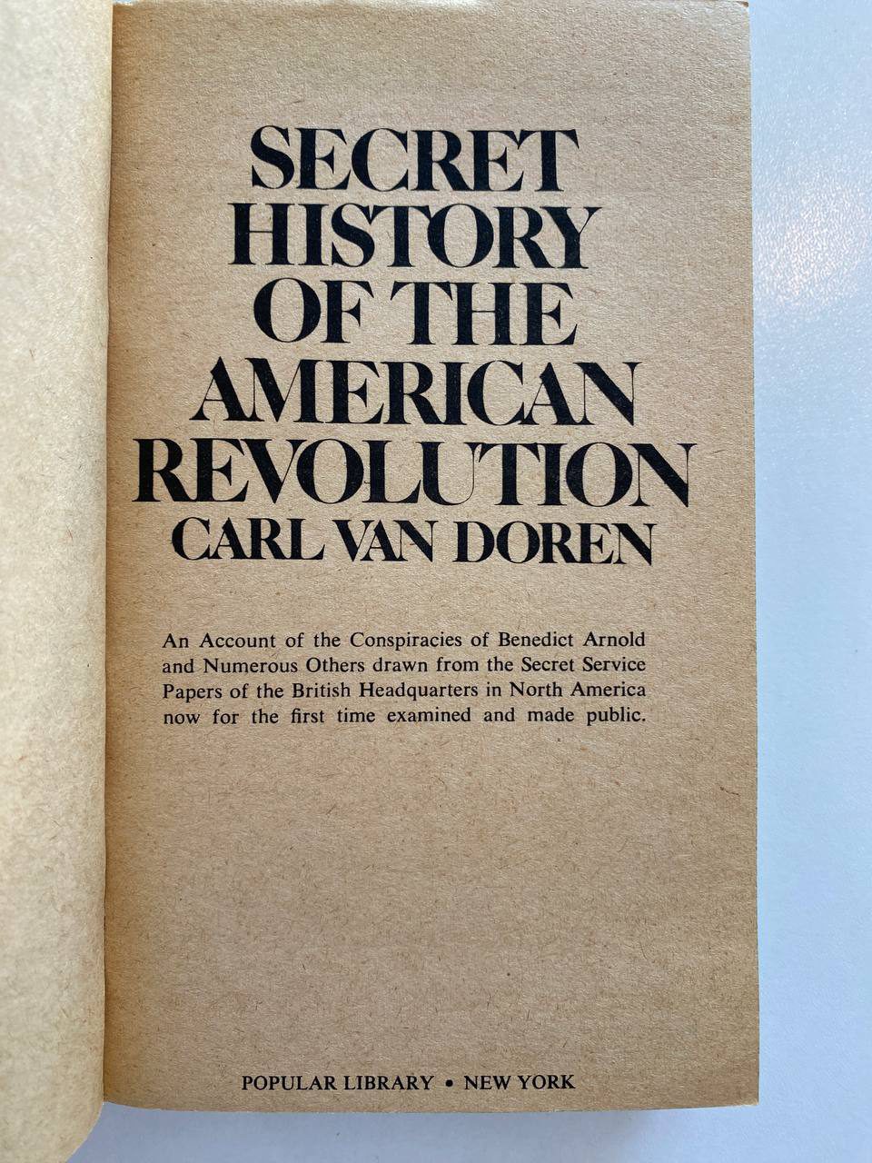 Title page of Drew's copy of Secret History of the American Revolution