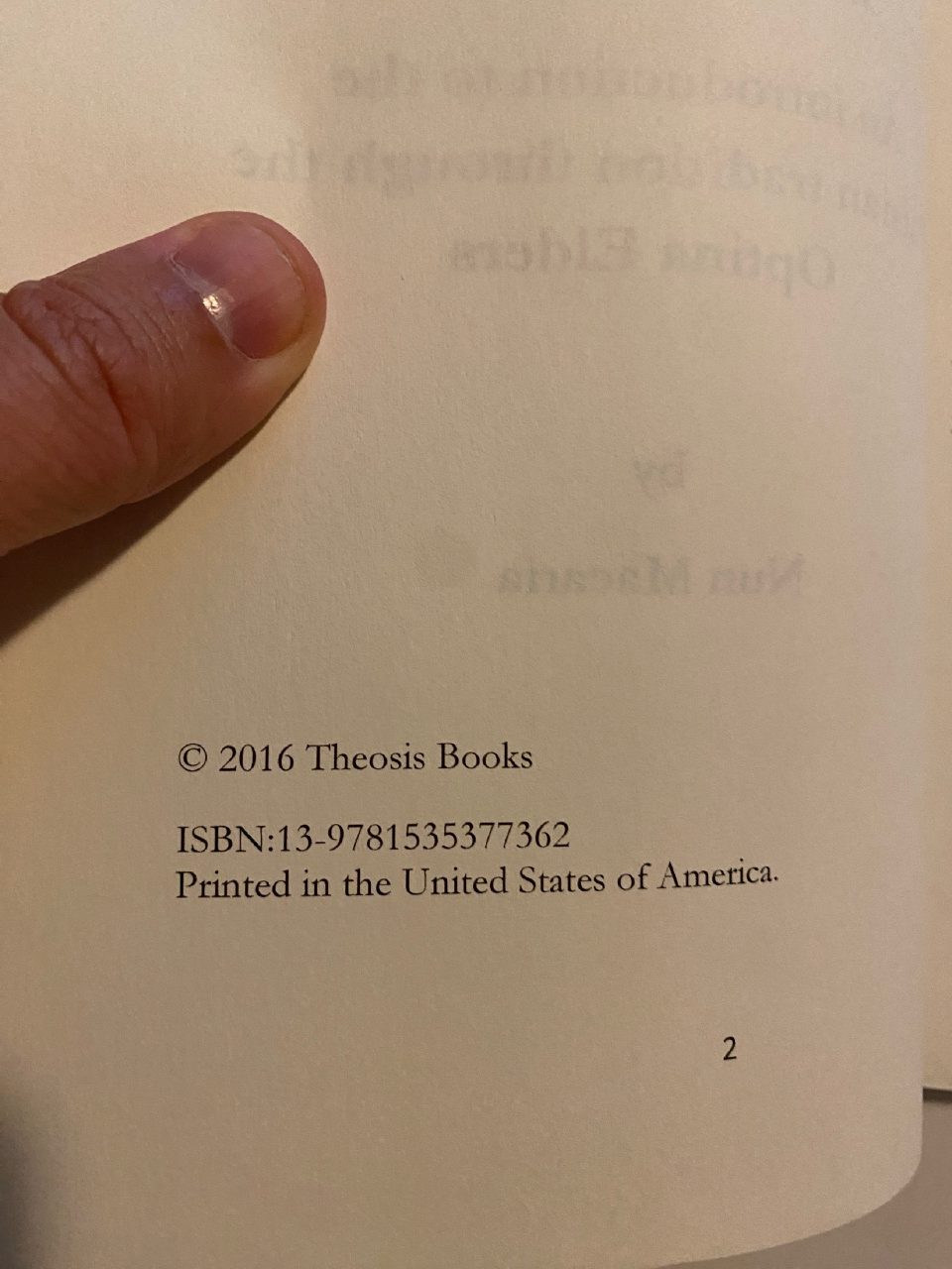 Physical detail of Drew's copy of Spiritual Treasure in Filthy Rags: An Introduction to the Paisian Tradition Through the Optina Elders