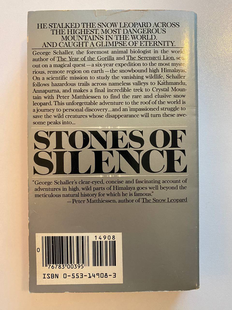 Back cover of Drew's copy of Stones of Silence