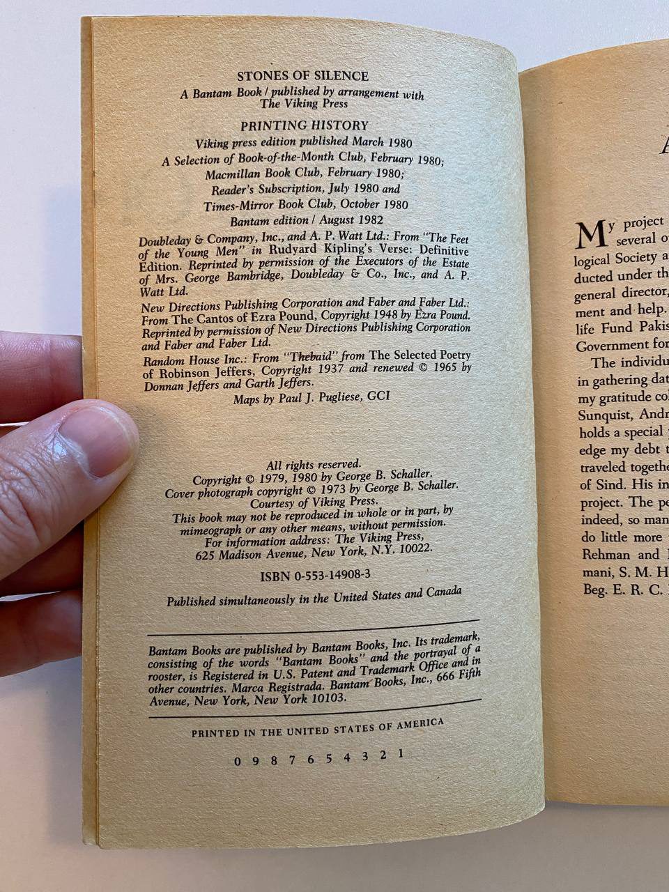 Copyright page of Drew's copy of Stones of Silence