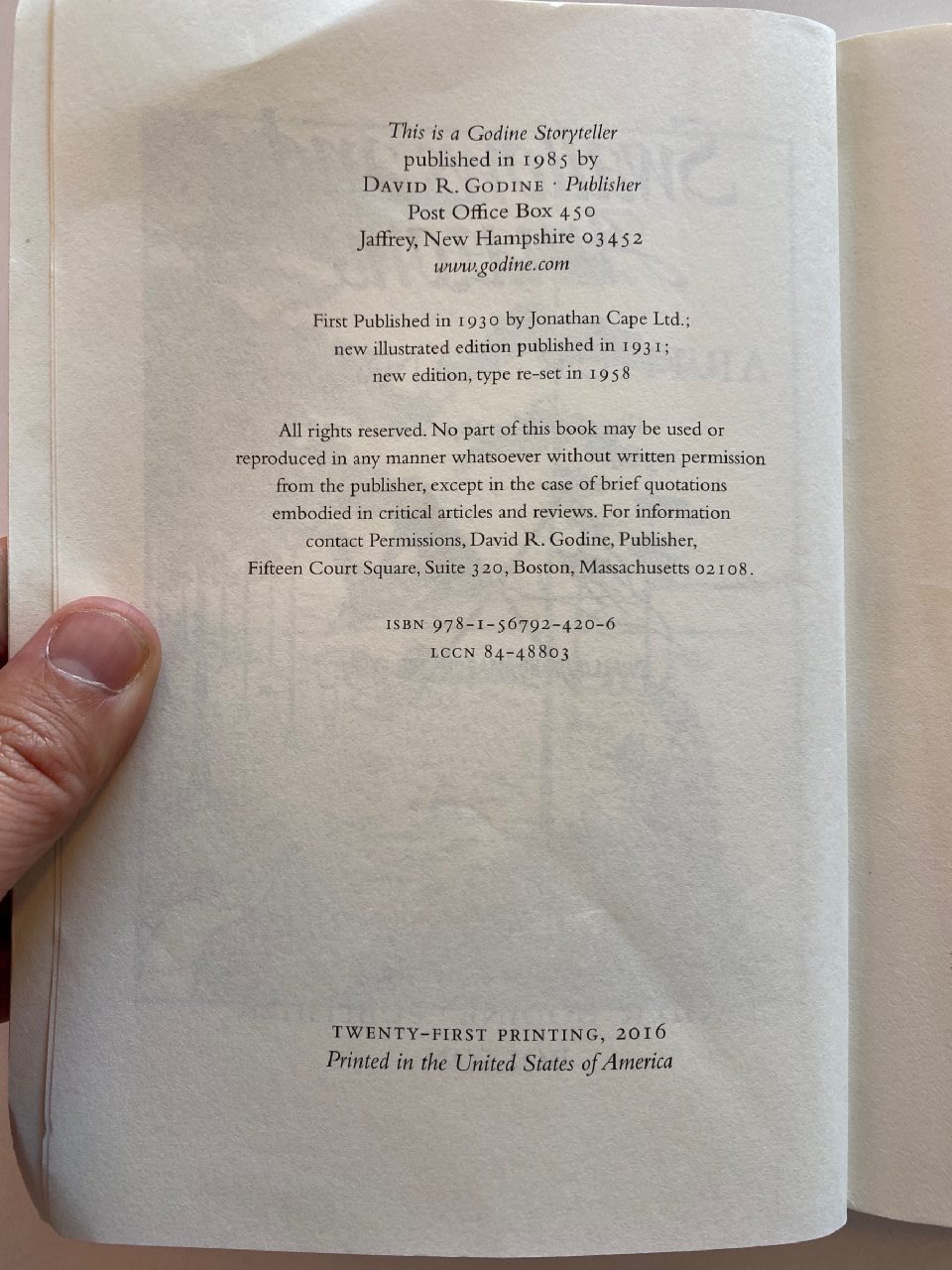 Interior or edition detail of Drew's copy of Swallows and Amazons