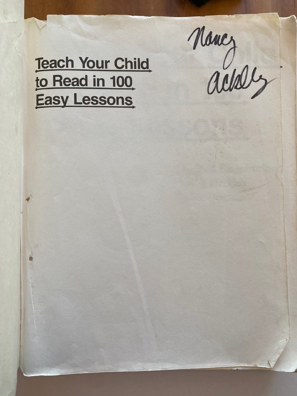 Interior or edition detail of Drew's copy of Teach Your Child to Read in 100 Easy Lessons